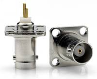 BNC 4 Hole Flange Solder Receptacle - 50 ohm